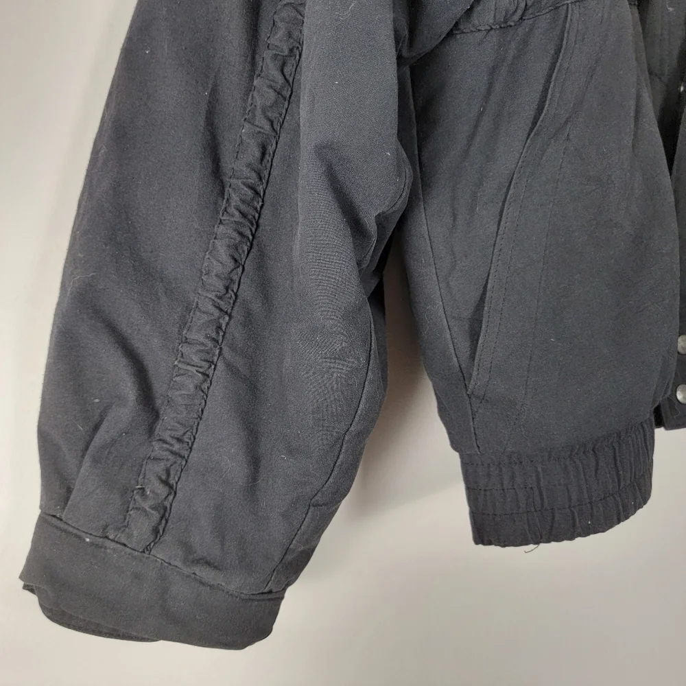 Vintage Oui Int’l Men’s Large Flight Jacket Cotton Bomber Black Jacket